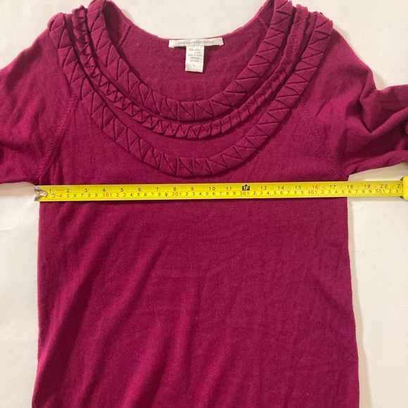 Diane Von Furstenberg Wool MIDI Knit Dress Size L Maroon - Picture 12 of 13